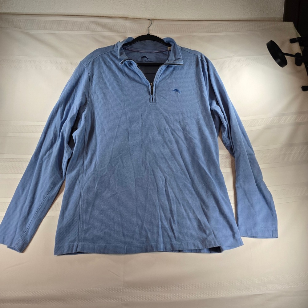 Tommy Bahama men's light blue quarter-zip pullover